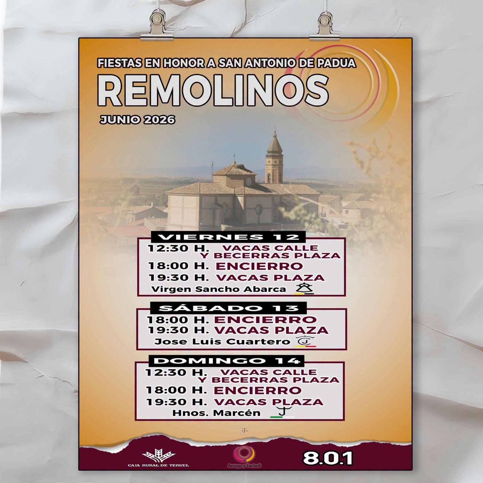 TOROS REMOLINOS DEL 13 DE JUNIO 2026