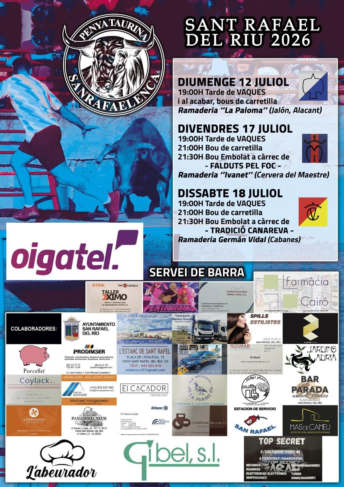 TOROS SAN RAFAEL DEL RIU 17 Y 18 JULIO 2026