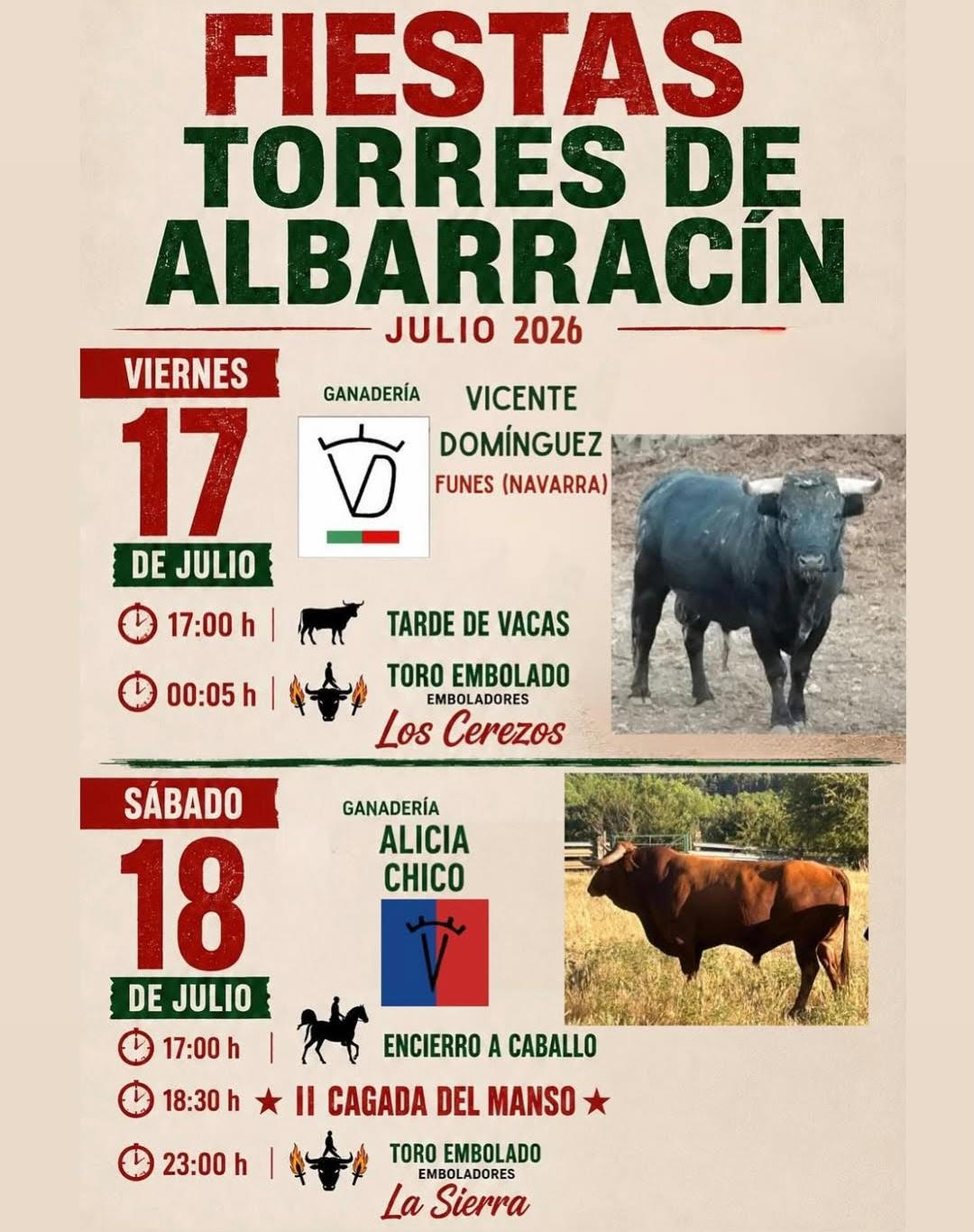 TOROS TORRES DE ALBARRACÍN 17 Y 18 DE JULIO 2026