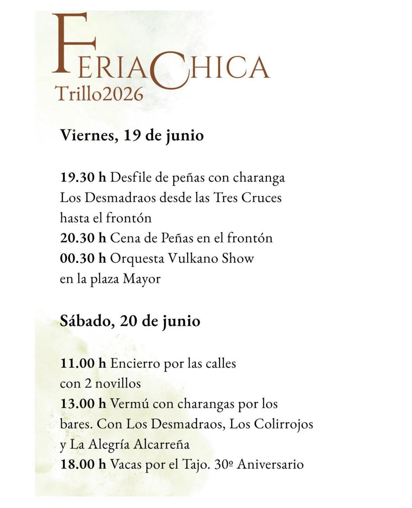 TOROS TRILLO 19 Y 20 DE JUNIO 2026
