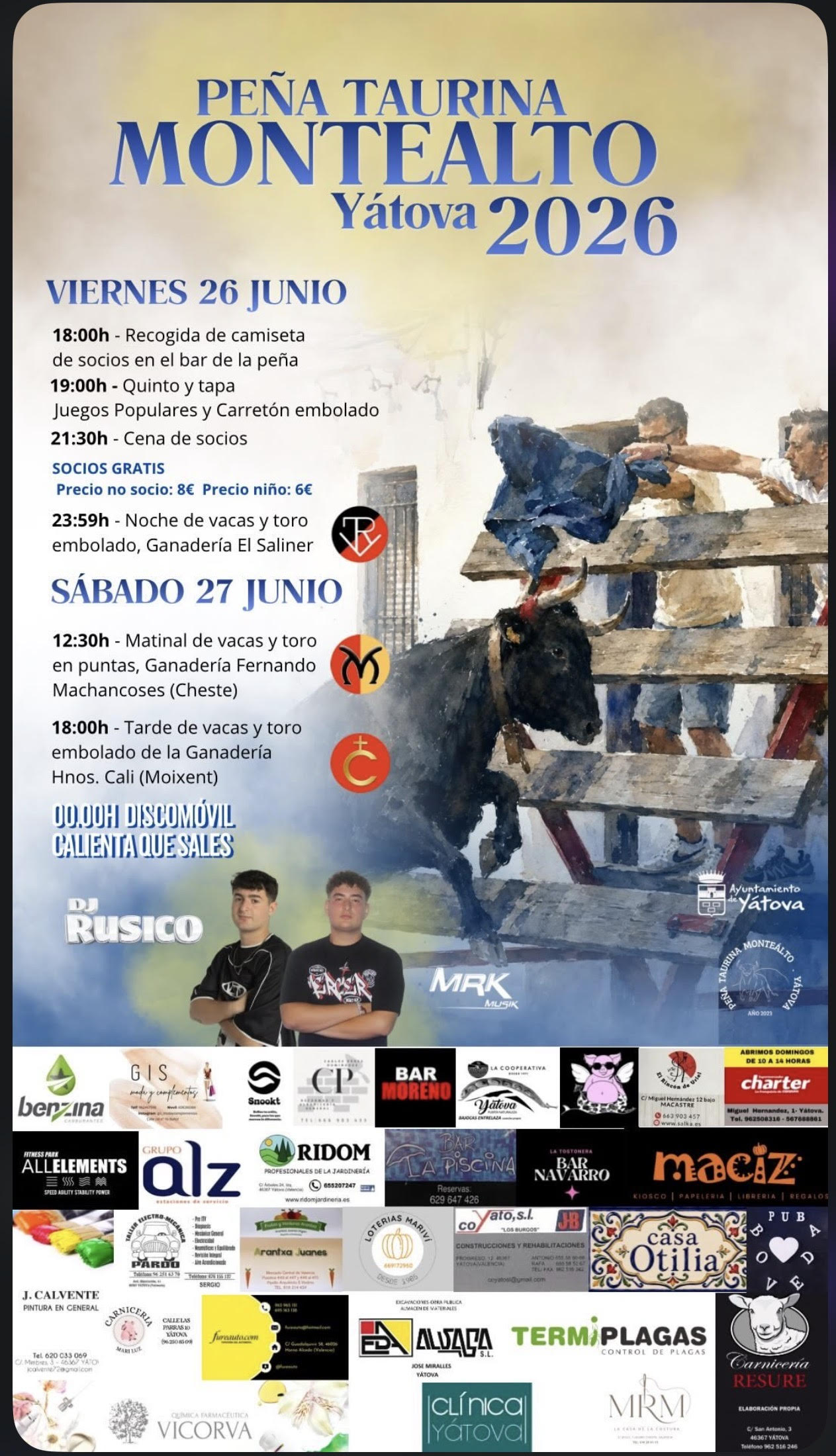 TOROS YATOVA 26 Y 27 DE JUNIO 2026