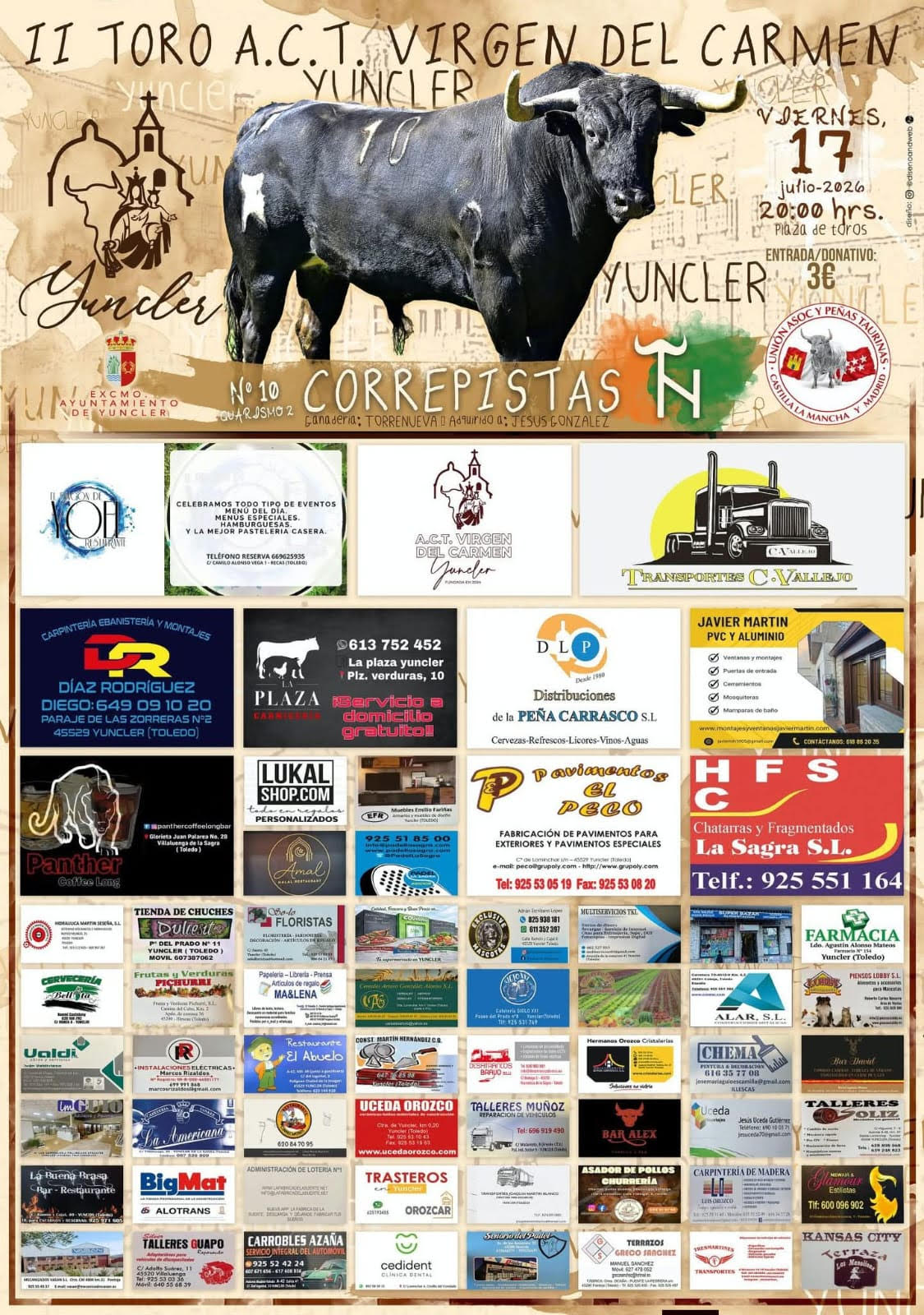 TOROS YUNCLER 17 JULIO 2026