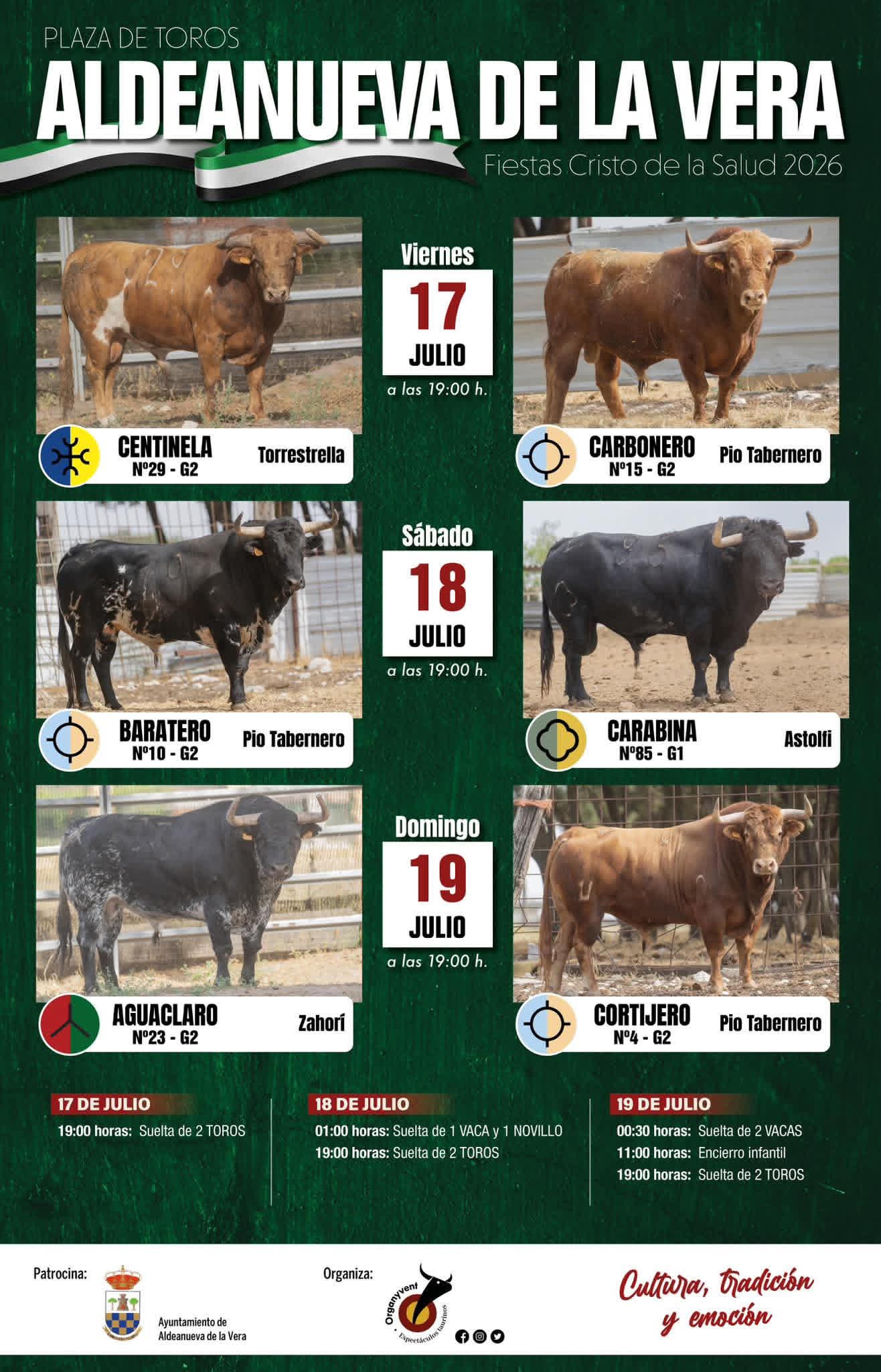 TOROS ALDEANUEVA DE LA VERA 17 18 Y 19 DE JULIO 2026