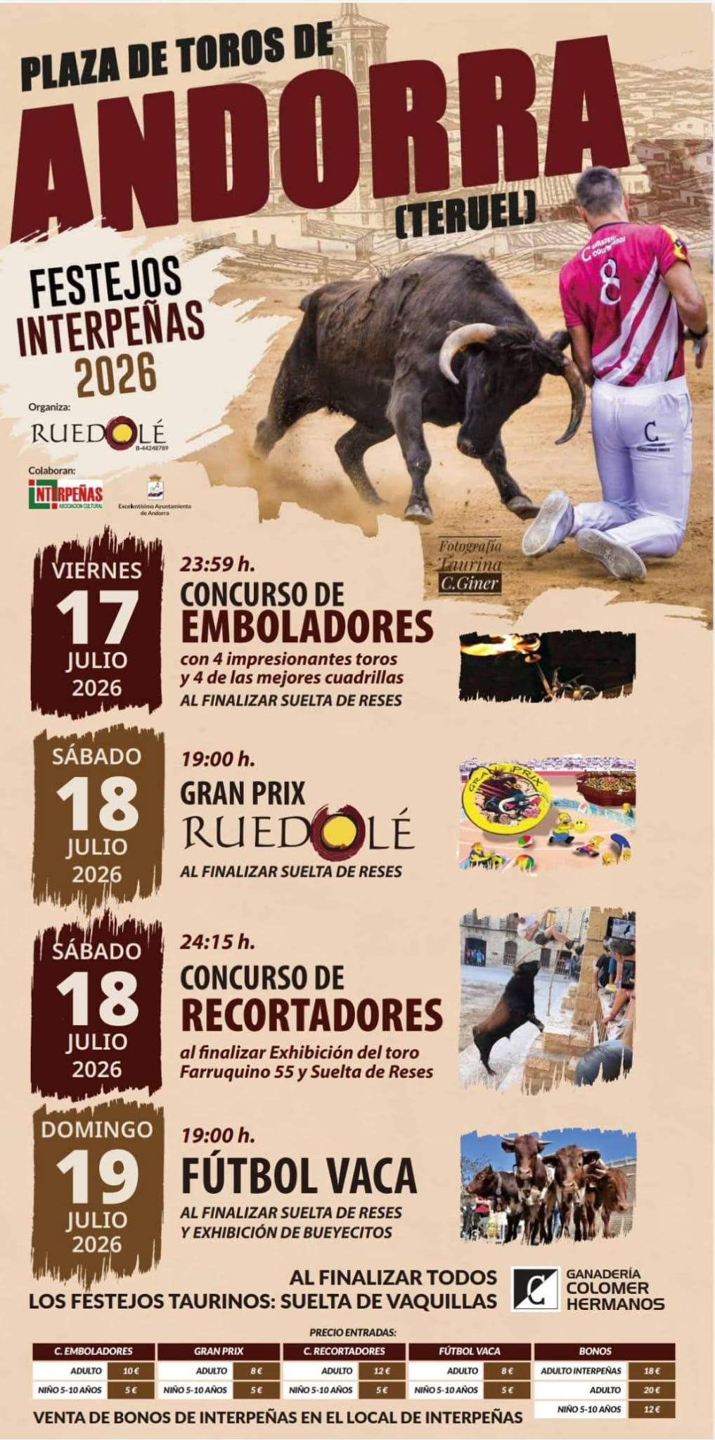 TOROS ANDORRA TERUEL DEL 17 AL 19 JULIO 2026