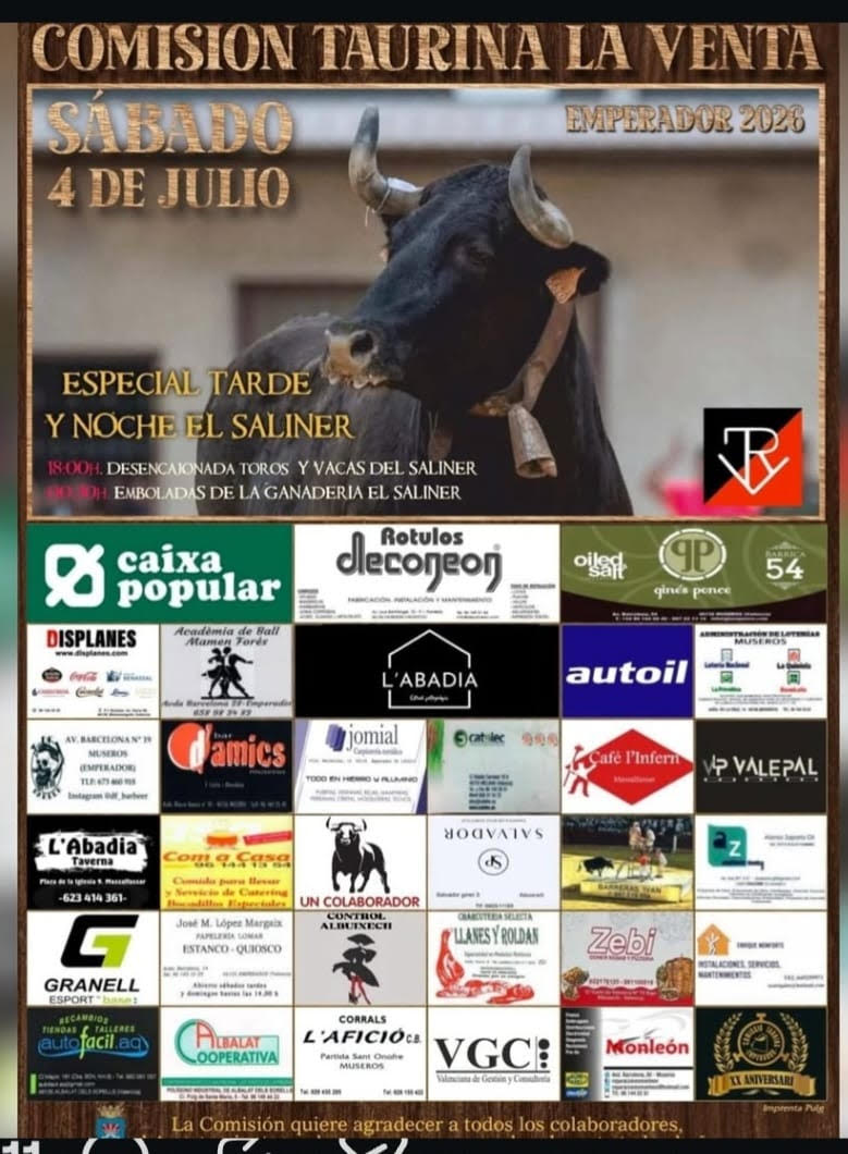 TOROS COMISIÓN TAURINA LA VENTA 4 JULIO 2026