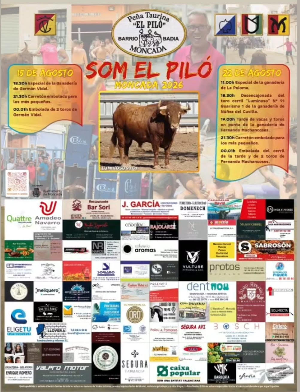 TOROS EL PILO MONCADA 15 DE AGOSTO 2026.