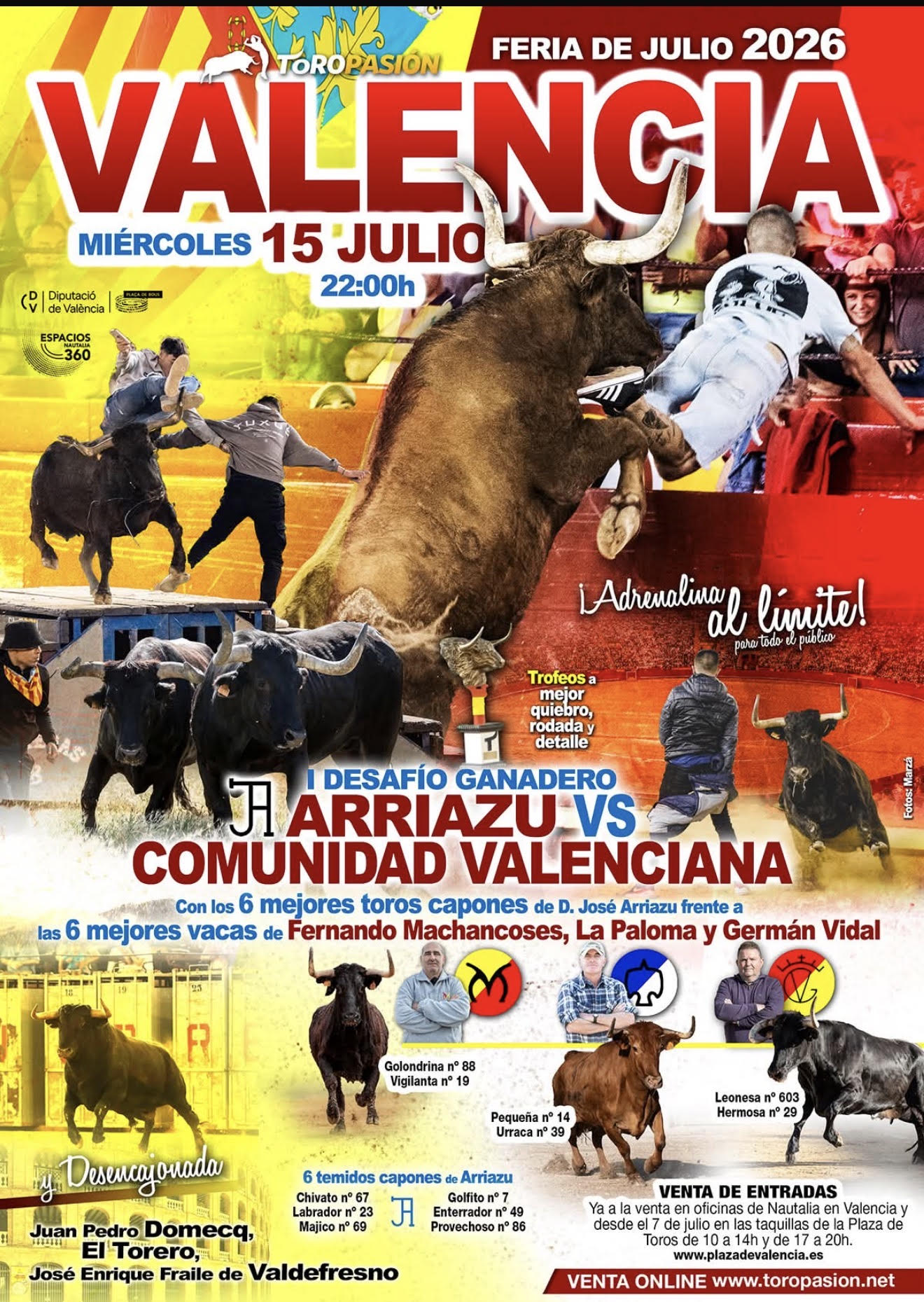 TOROS FERIA DE JULIO VALENCIA 15 DE JULIO 2026