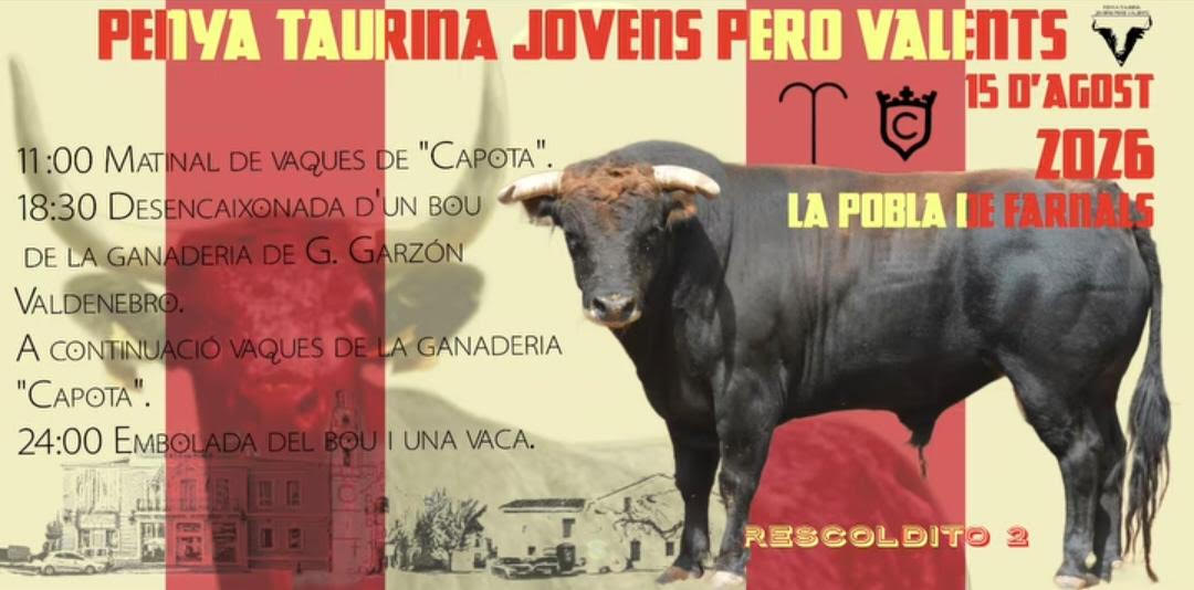 TOROS LA PUEBLA DE FARNALS 15 AGOSTO 2026