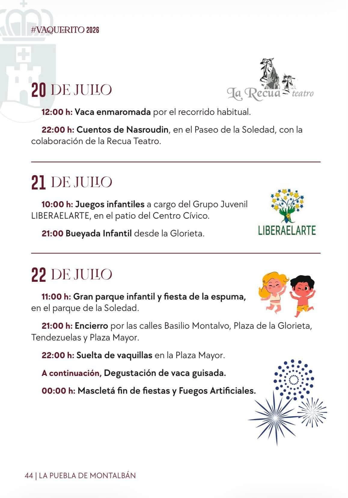 TOROS LA PUEBLA DE MONTALBAN DEL 20 AL 22 DE JULIO 2026