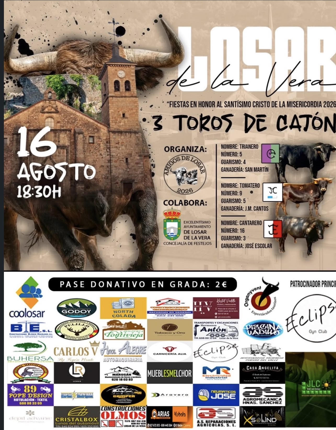 TOROS LOSAR DE LA VEGA 16 AGOSTO 2026