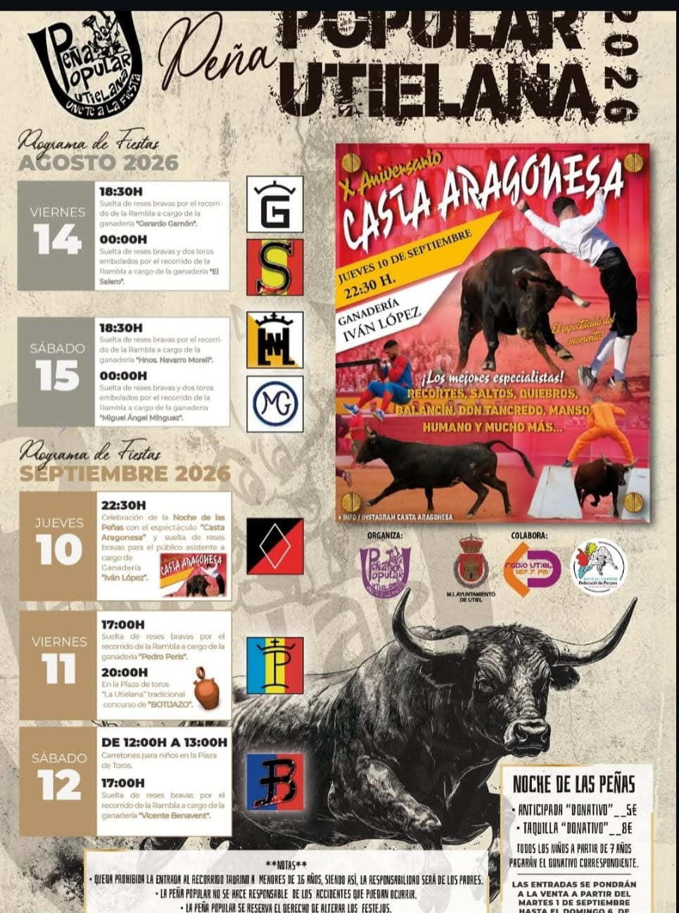 TOROS UTIEL 14 Y 15 DE AGOSTO 2026