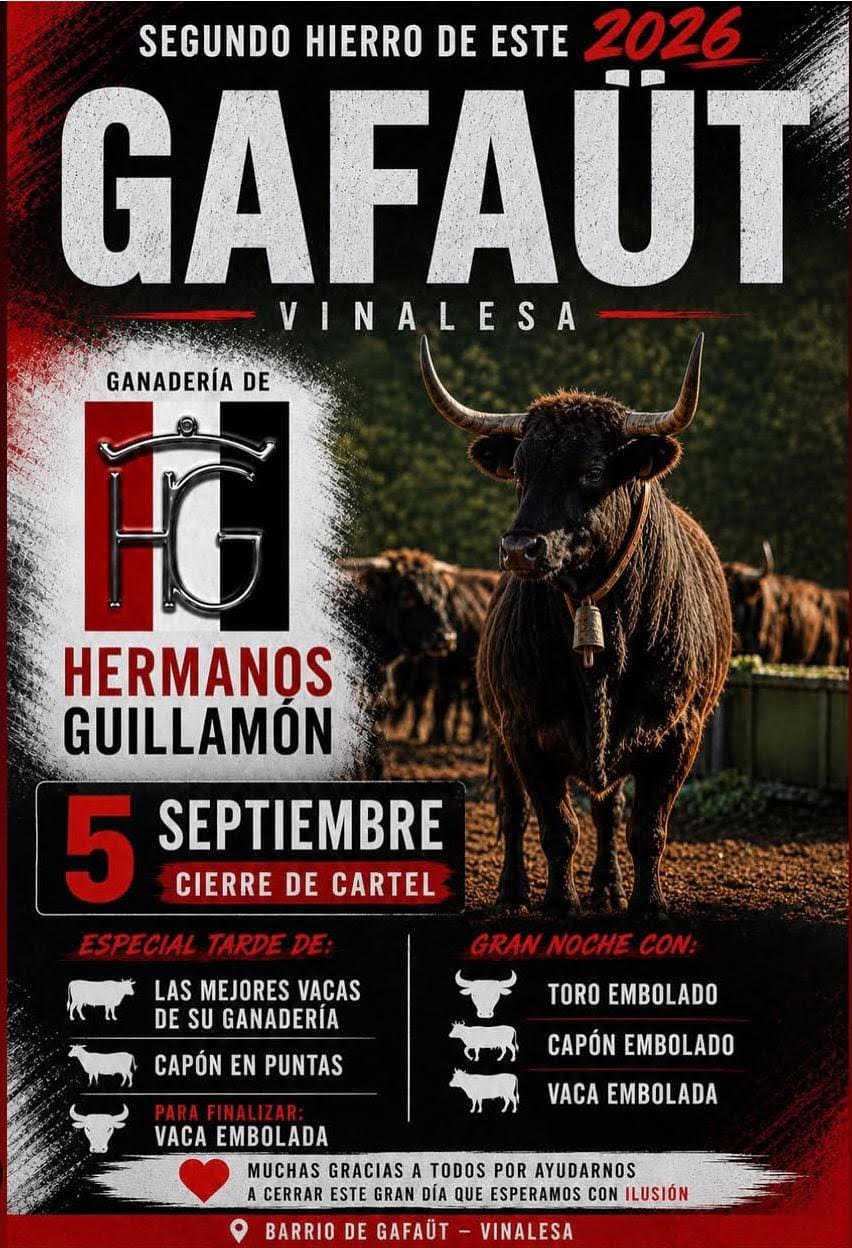 TOROS VINALESA 5 SEPTIRMBRE 2026