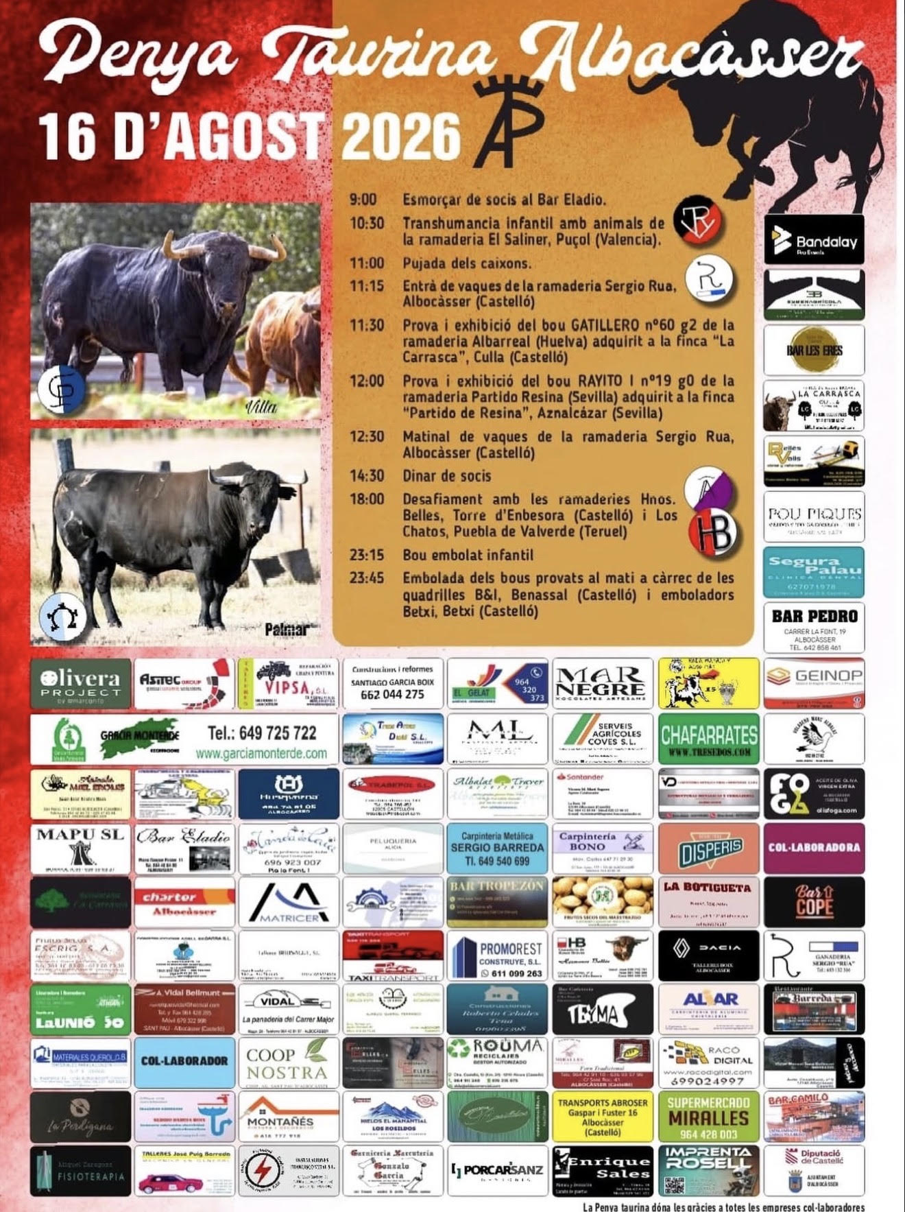 TOROS ALBOCÀSSER 16 DE AGOSTO 2026