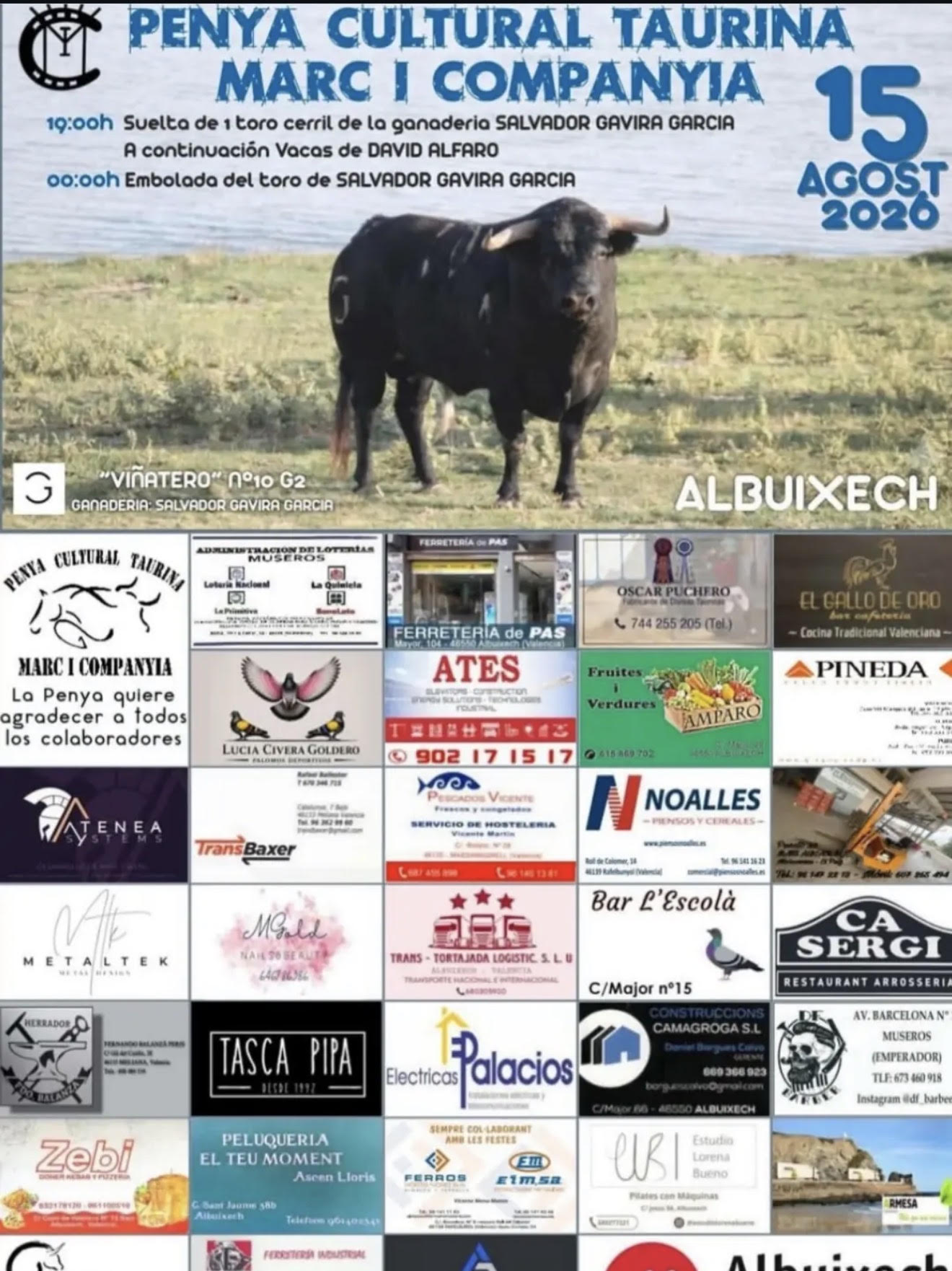 TOROS ALBUIXECH 15 AGOSTO 2026