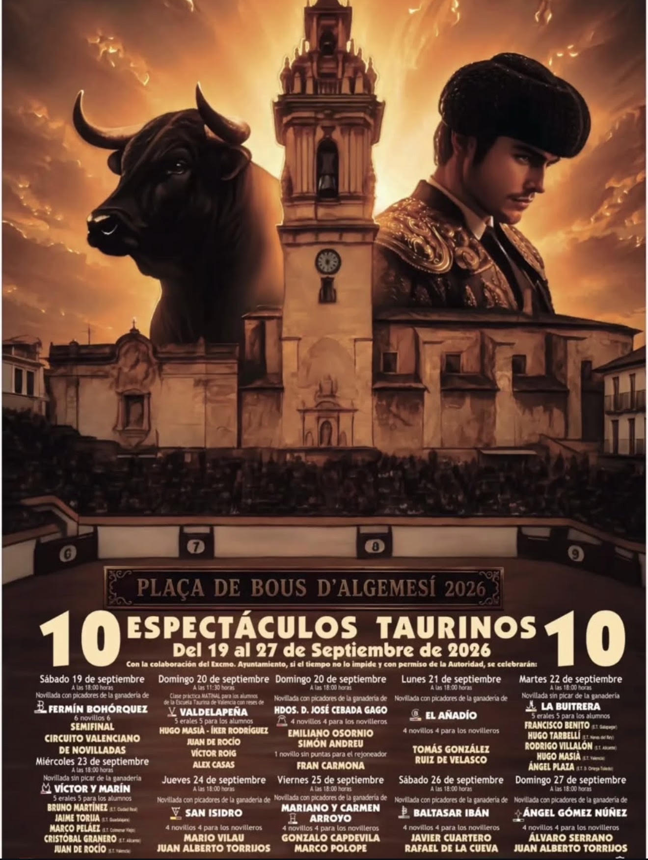 TOROS ALGEMESÍ DEL 19 AL 27 DE SEPTIEMBRE DE 2026