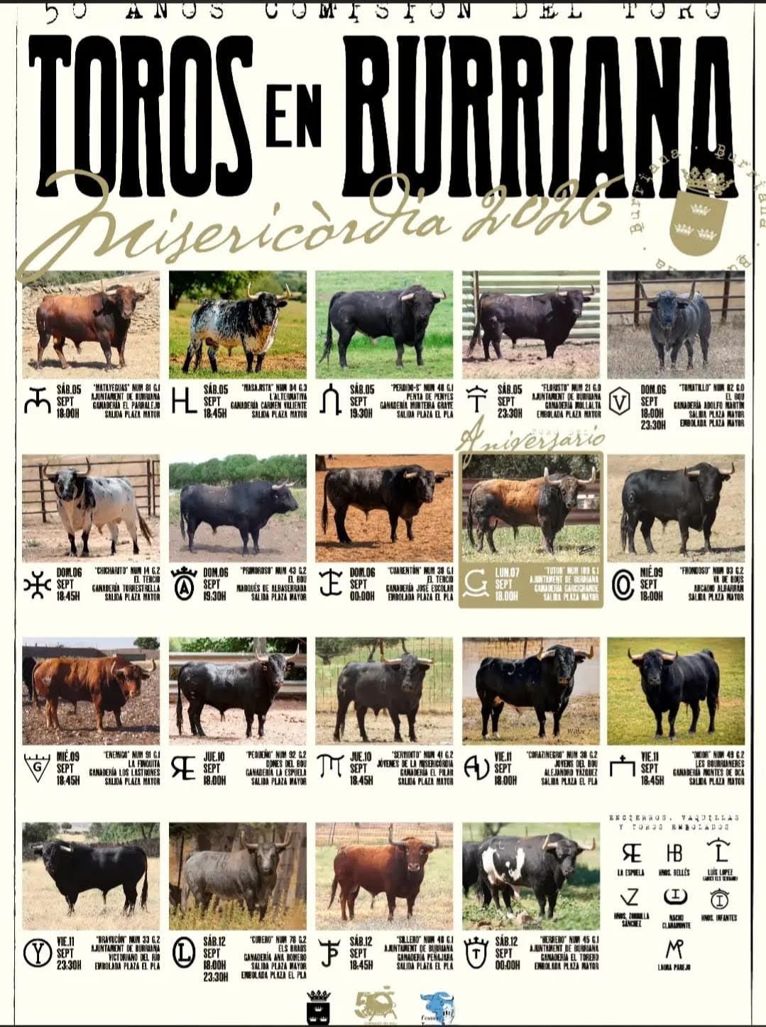 TOROS BURRIANA DEL 5 AL 12 DE SEPTIEMBRE 2026.