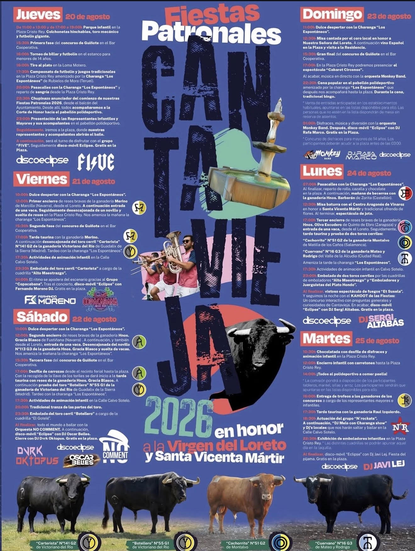 TOROS CANTAVIEJA DEL 20 AL 25 DE AGOSTO 2026