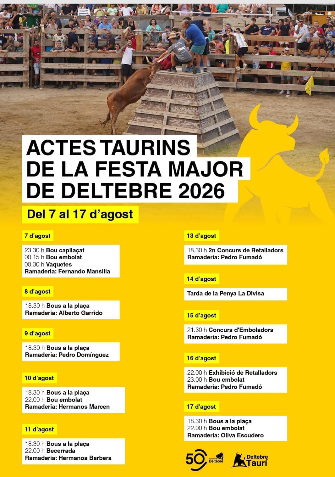 TOROS DELTEBRE DEL 7 AL 17 DE AGOSTO 2026