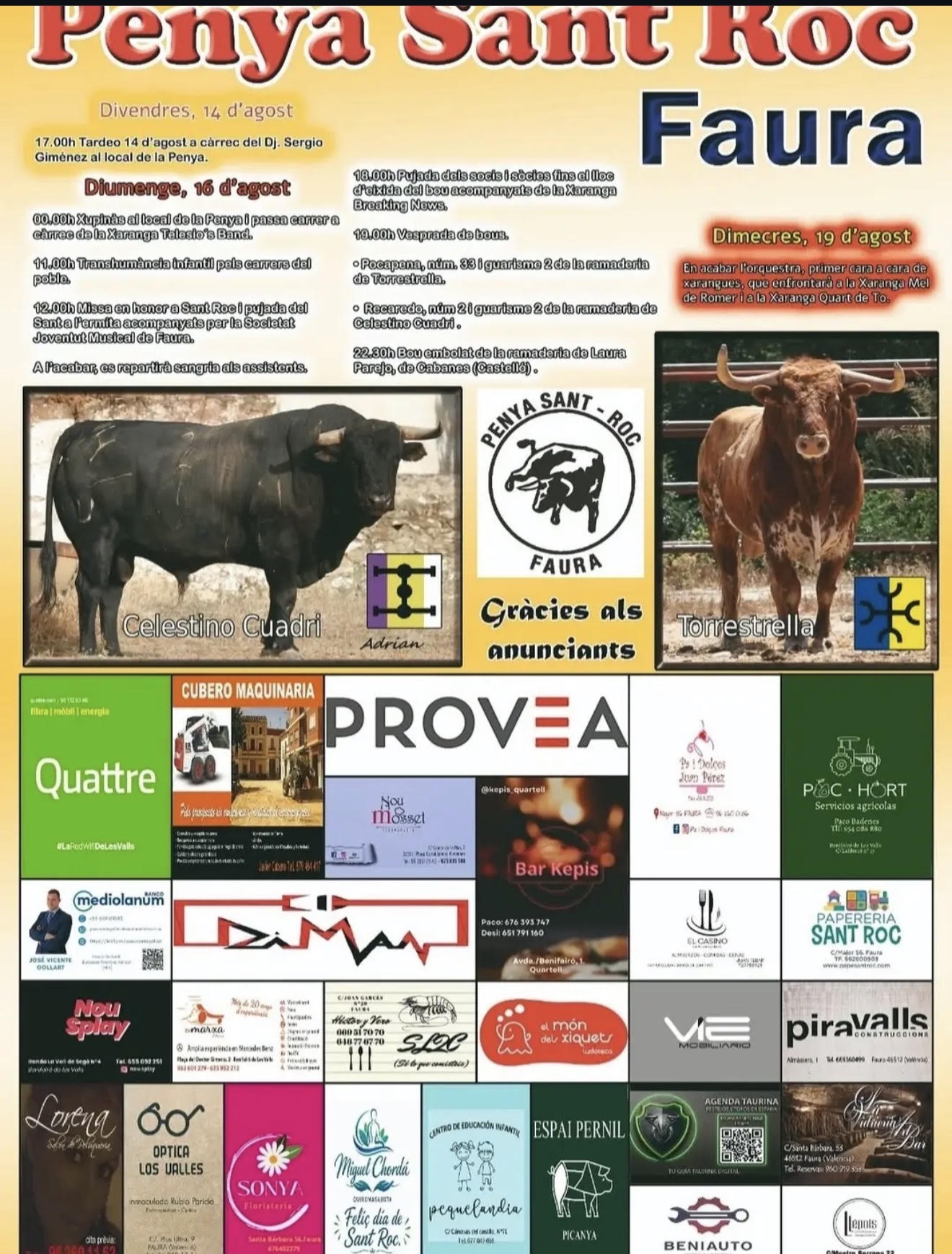 TOROS FAURA 16 AGOSTO 2026