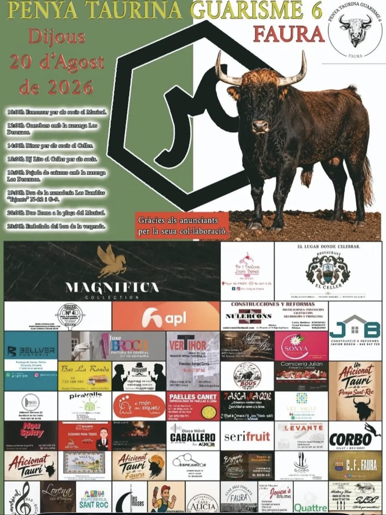 TOROS FAURA 20 DE AGOSTO 2026.