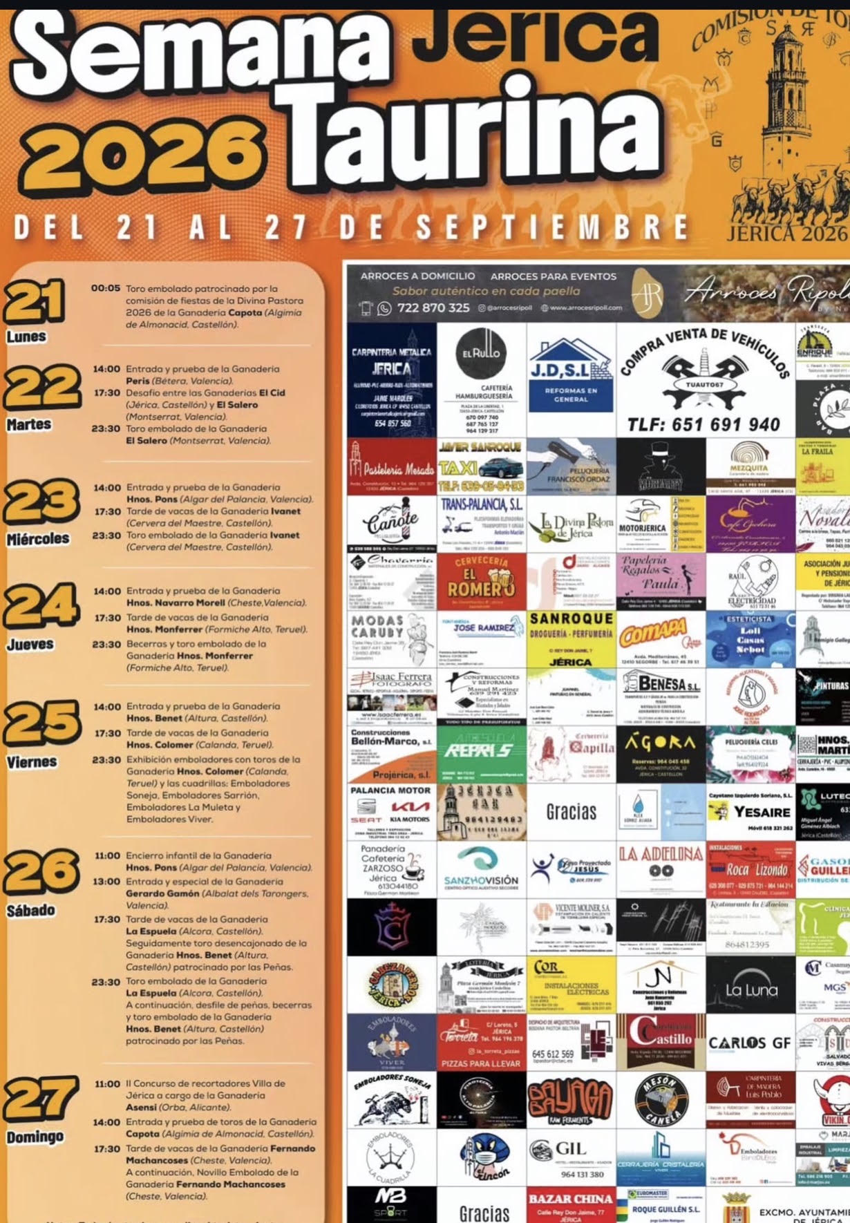 TOROS JERICA DEL 21 AL 27 DE AGOSTO 2026.