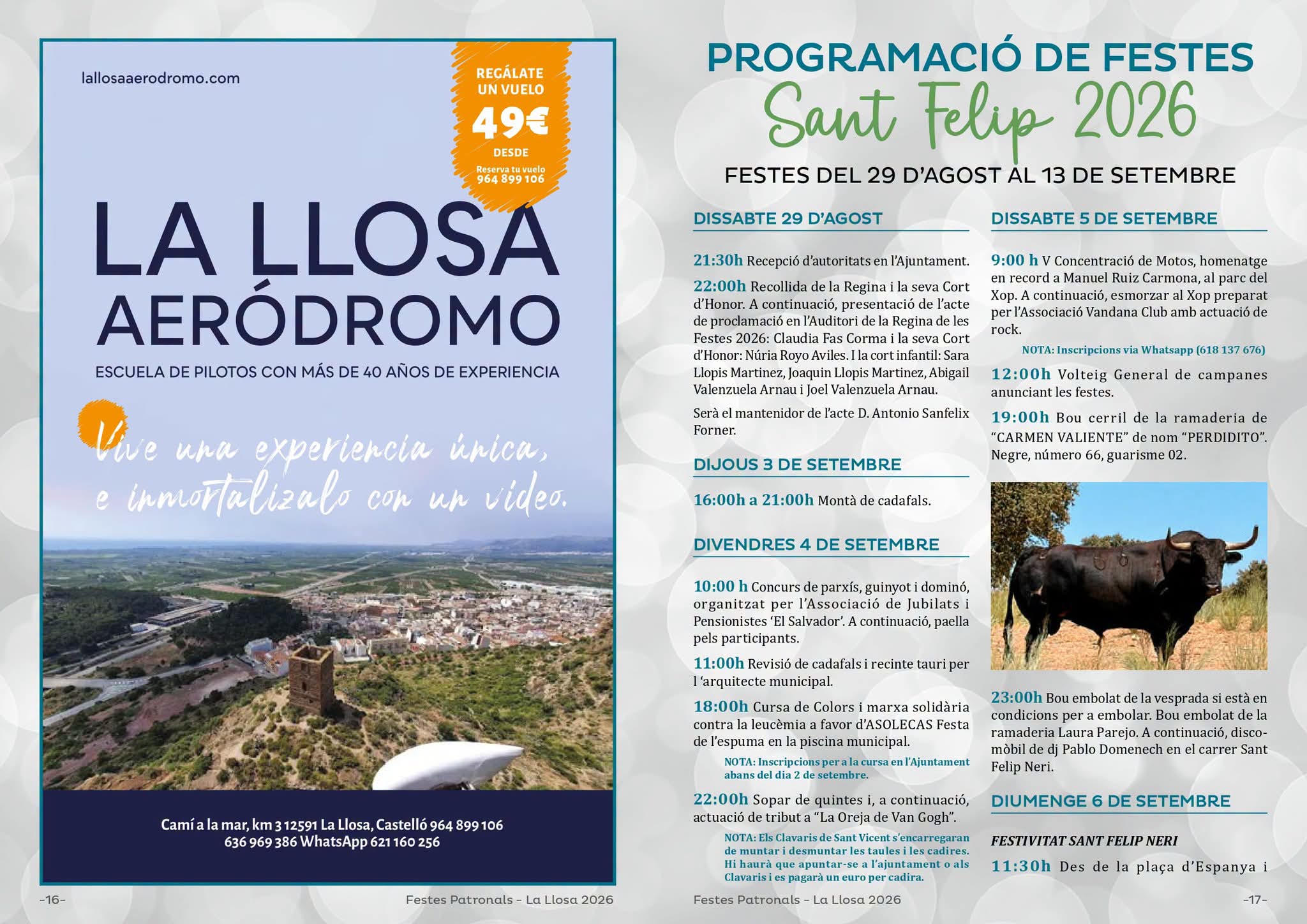 TOROS LA LLOSA 5 SEPTIEMBRE 2026