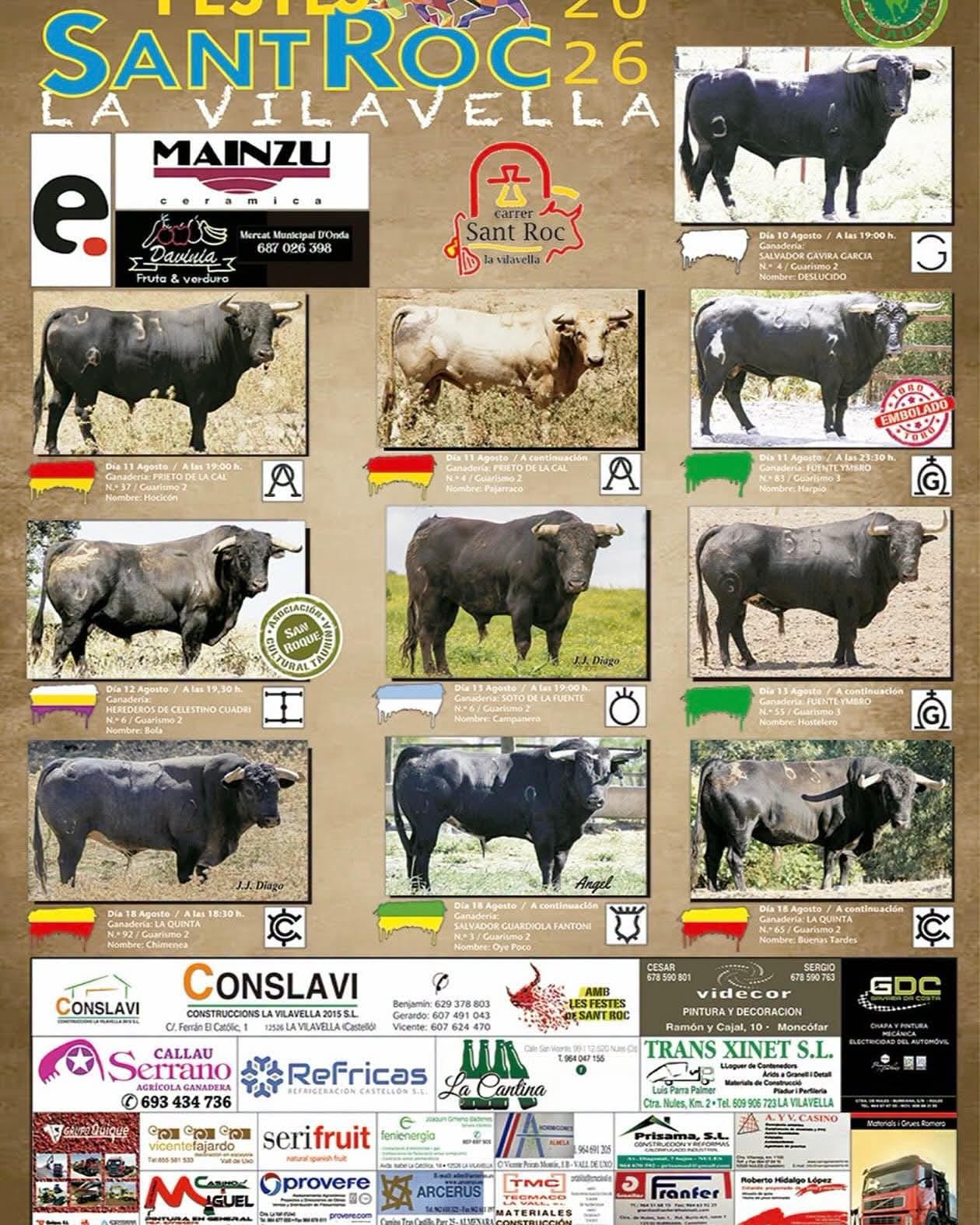 TOROS LA VILAVELLA DEL 10 AL 18 AGOSTO 2026