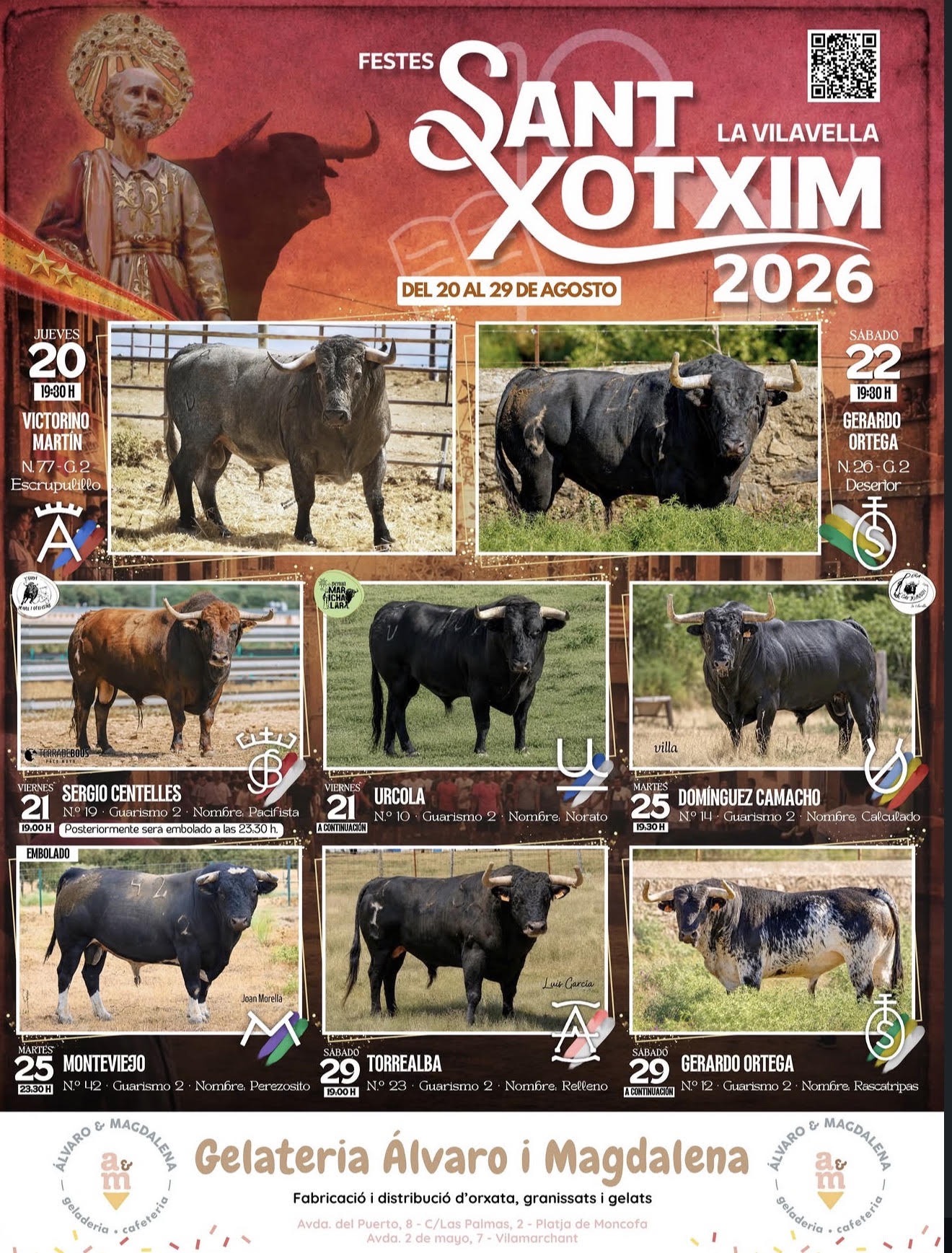 TOROS LA VILAVELLA DEL 20 AL 29 AGOSTO 2026
