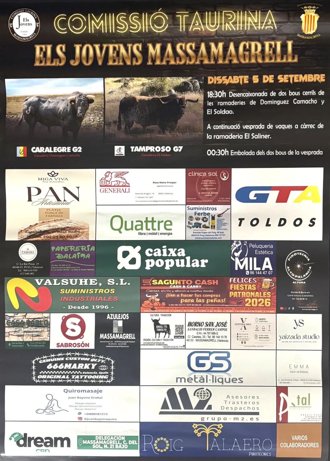 TOROS MASSAMAGRELL 5 SEPTIEMBRE 2026
