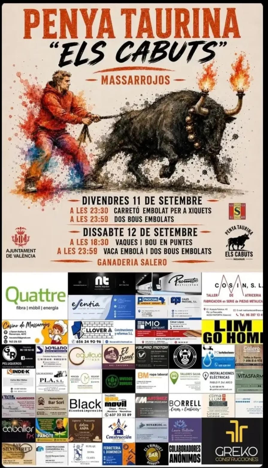 TOROS MASSARROJOS 11 Y 12 SEPTIEMBRE 2026
