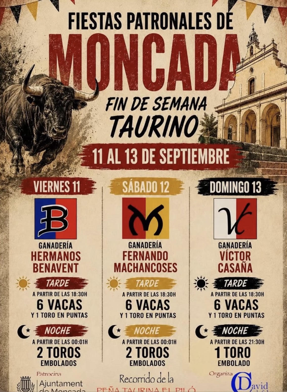 TOROS MONCADA DEL 11 AL 13 SEPTIEMBRE 2026