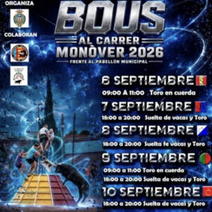 TOROS MONOVER DEL 6 AL 10 DE SEPTIEMBRE 2026
