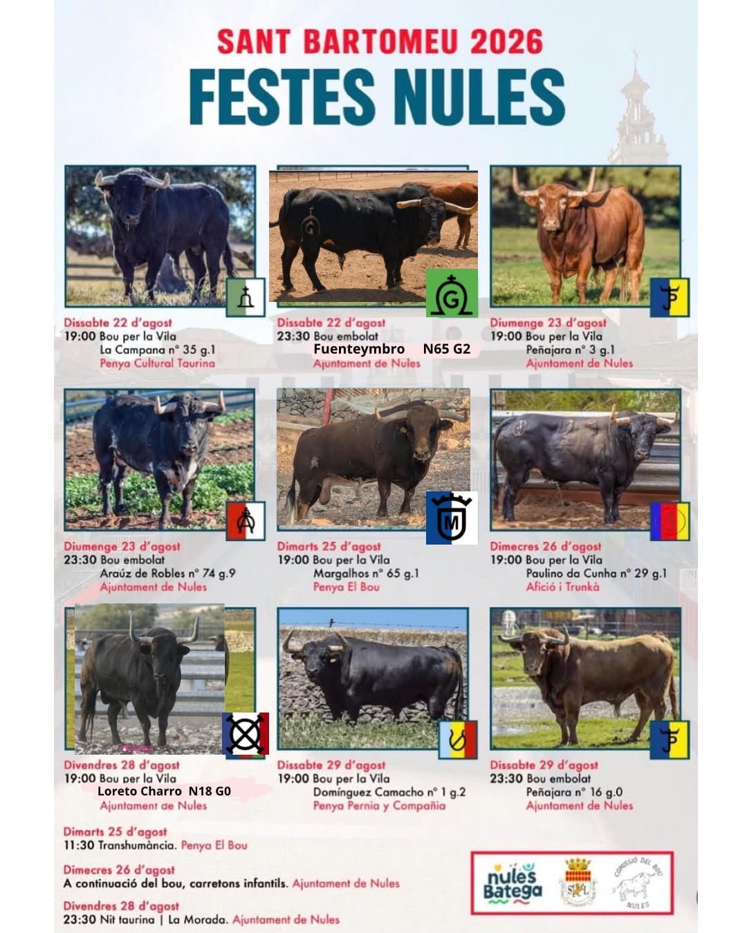 TOROS NULES DEL 25 Y 26 AGOSTO 2026