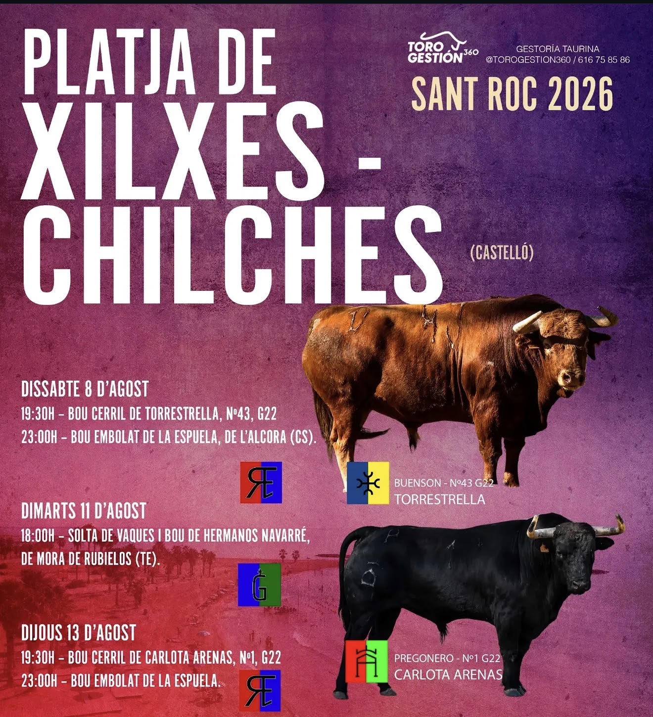 TOROS PLAYA DE XILXES 13 DE AGOSTO 2026