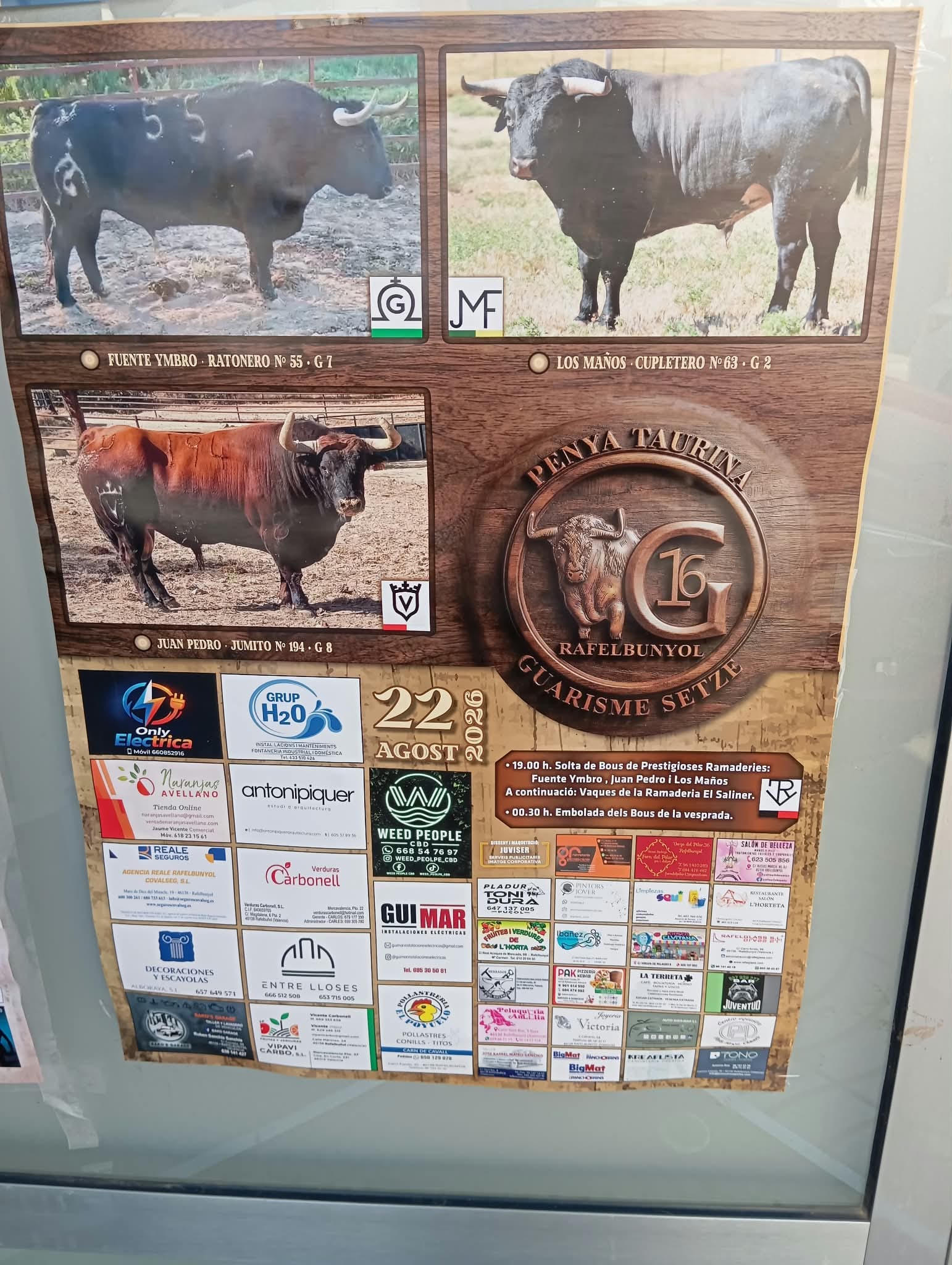 TOROS RAFELBUNYOL 22 AGOSTO 2026.