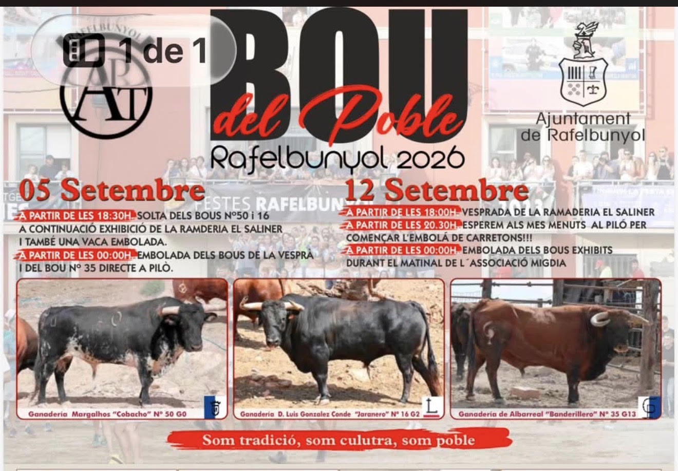 TOROS RAFELBUUOL 5 SEPTIEMBRE 2026.