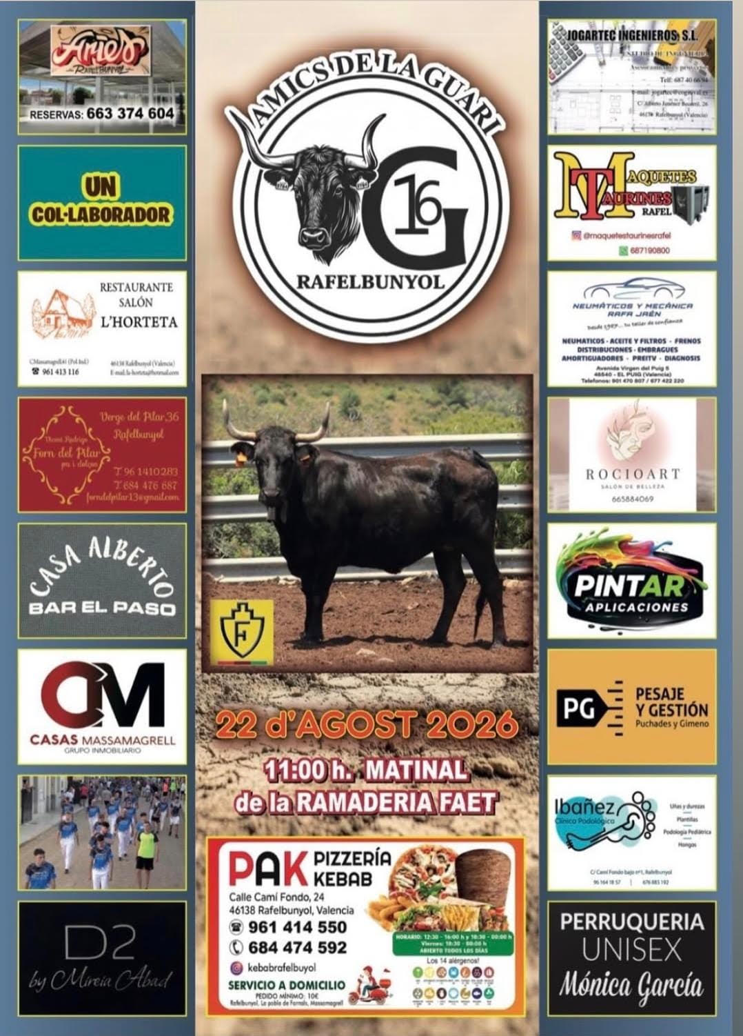 TOROS RAFRELBUNYOL MATINAL 22 DE AGOSTO 2026