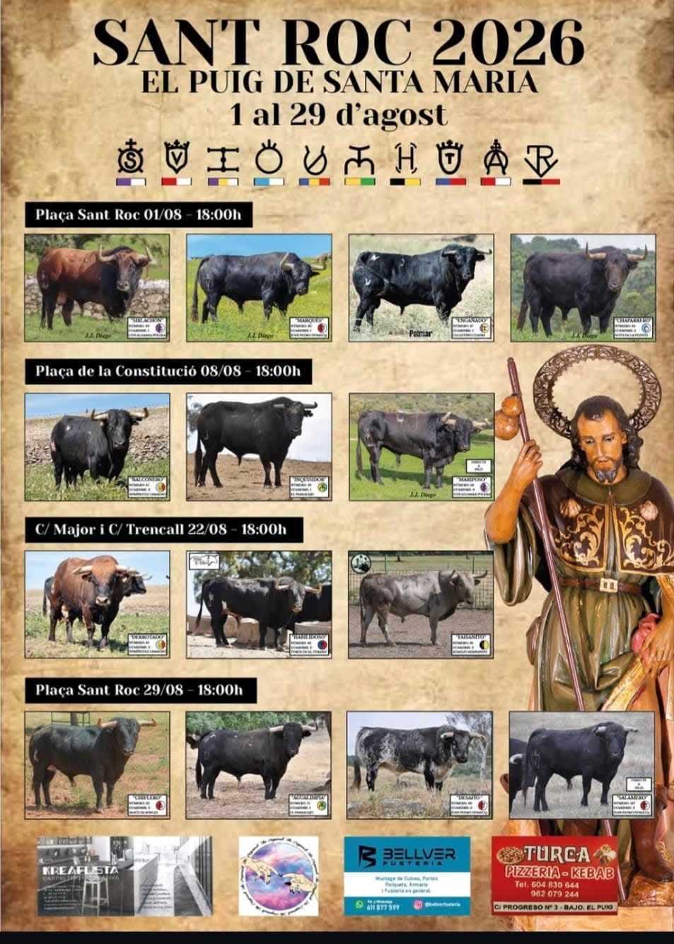 TOROS SAN ROC EL PUIG 8 AGOSTO 2026