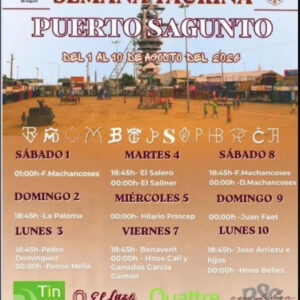 TOROS SEMANA TAURINA PUERTO DE SAGUNTO DE 1 AL 10 DE AGOSTO DE 2026