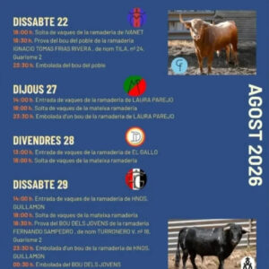 TOROS TALES DEL 27 AL 29 DE AGOSTO 2026.