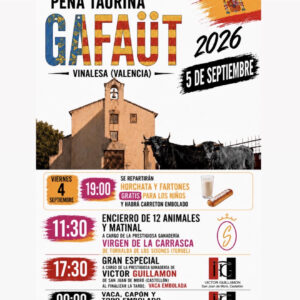 TOROS VINALESA 5 SEPTIEMBRE 2026
