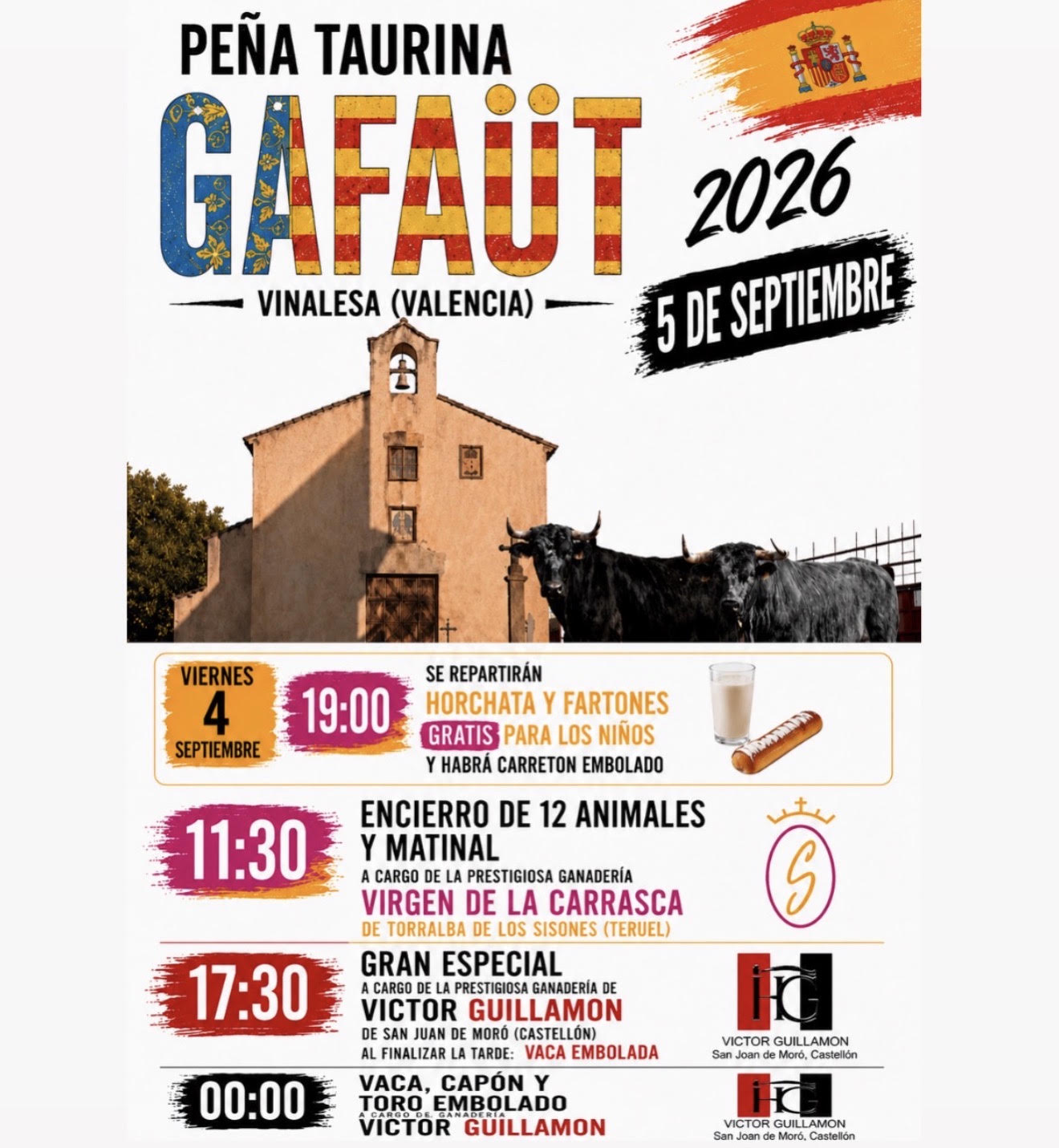 TOROS VINALESA 5 SEPTIEMBRE 2026
