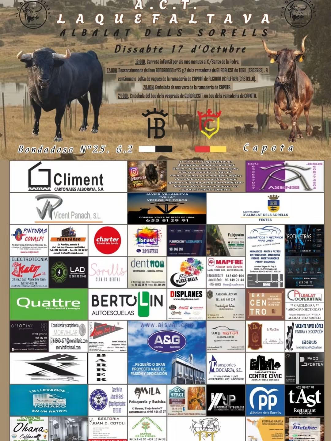 TOROS ALBALAT DELS SORELLS 17 OCTUBRE 2026