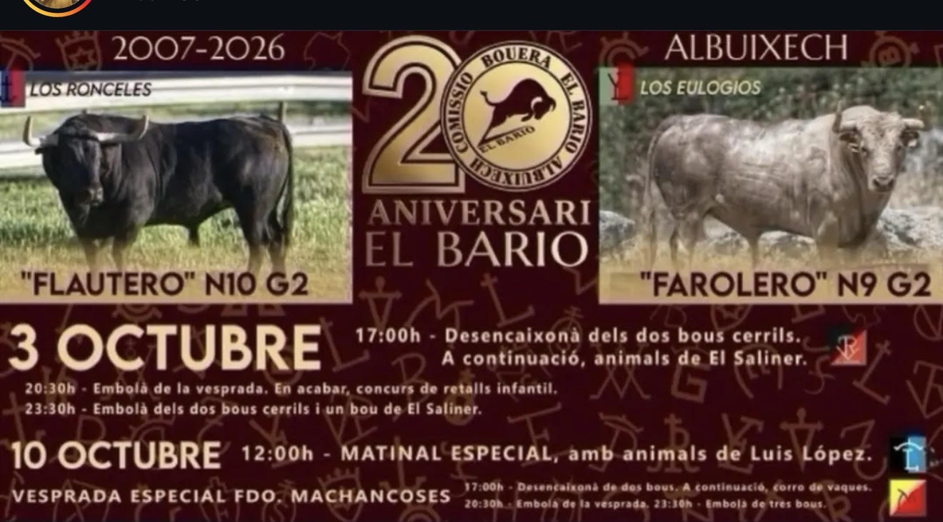 TOROS ALBUIXECH 3 OCTUBRE 2026