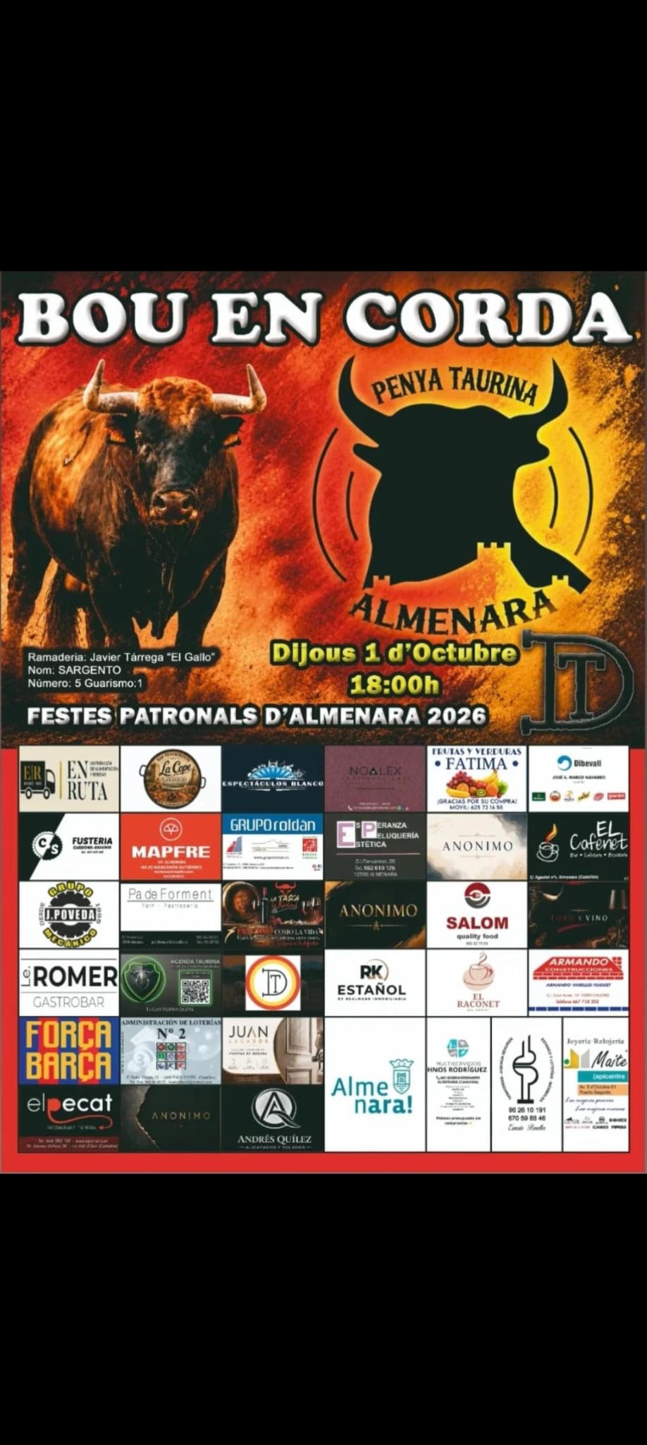 TOROS ALMANERA 1 DE OCTUBRE 2026