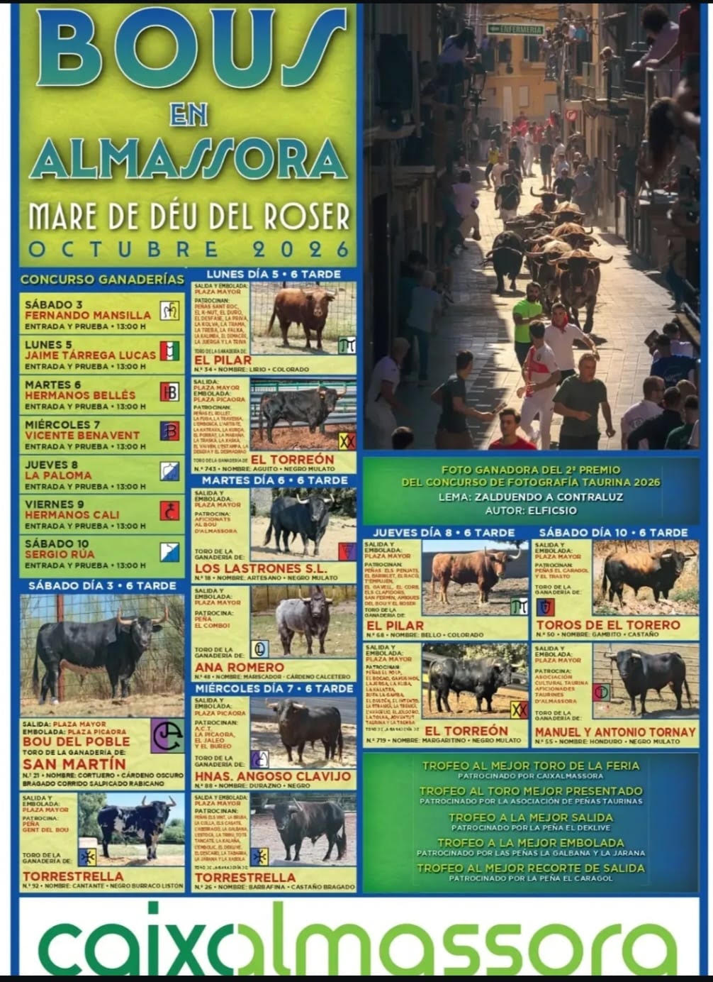 TOROS ALMASSORA 3 OCTUBRE 2026