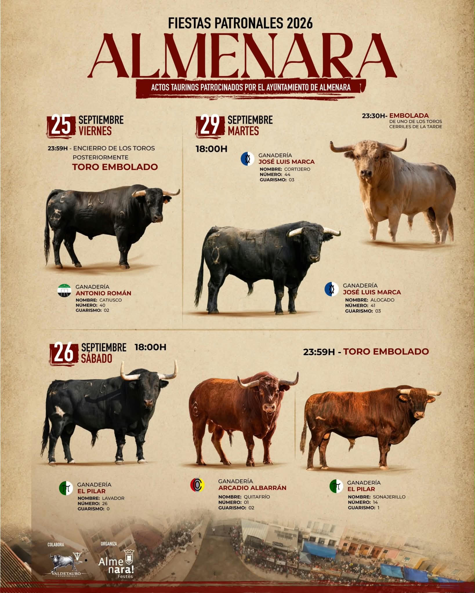 TOROS ALMENARA 25 SEPTIEMBRE 2026