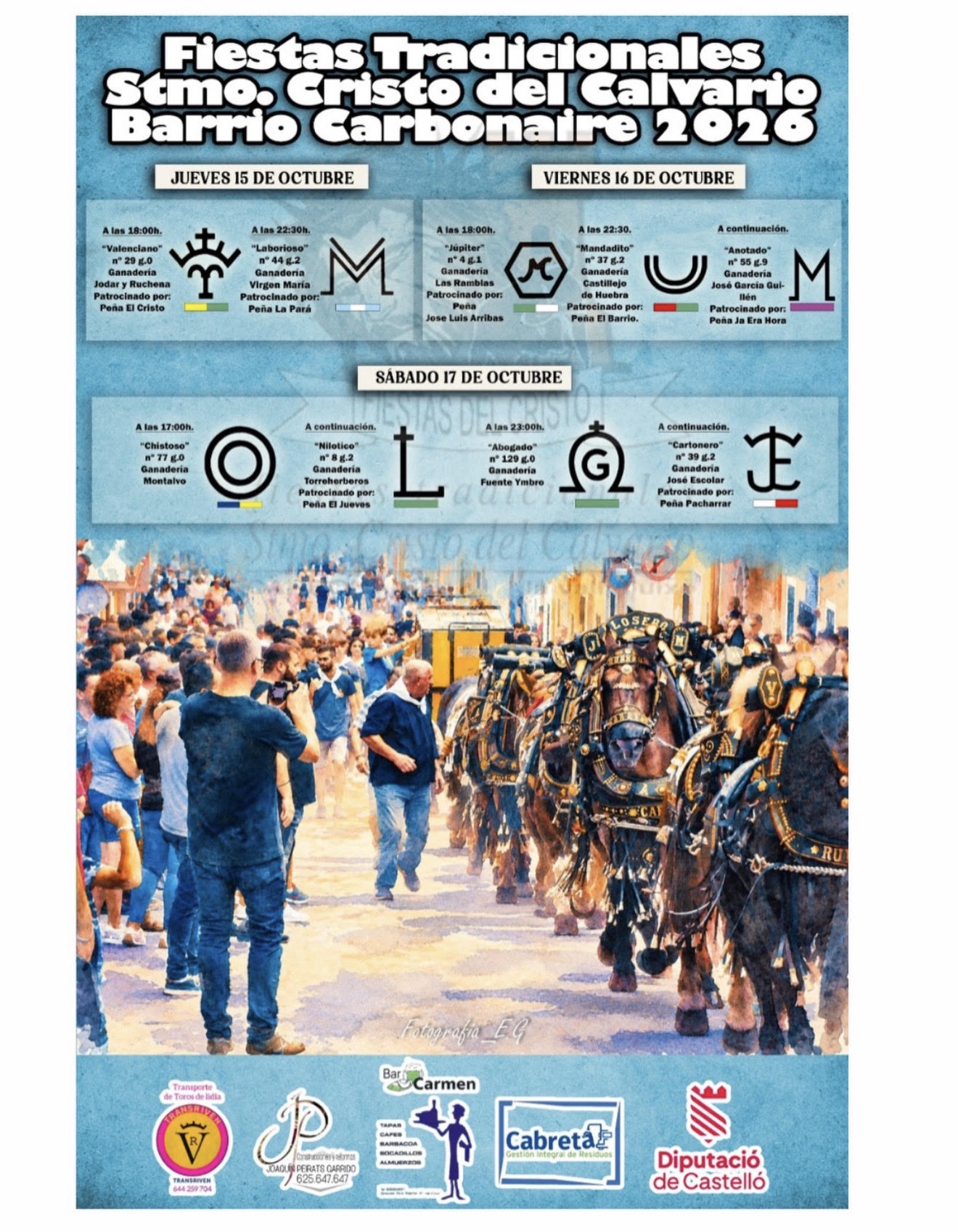 TOROS BARRIO CARBONAIRE DEL 15 AL 17 OCTUBRE 2026