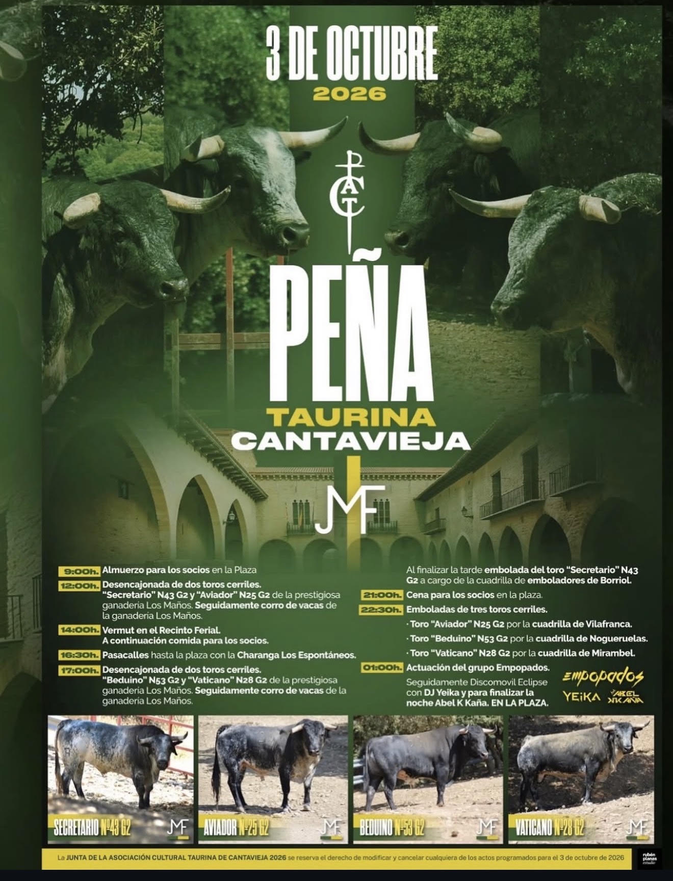 TOROS CANTAVIEJA 3 DE OCTUBRE 2026