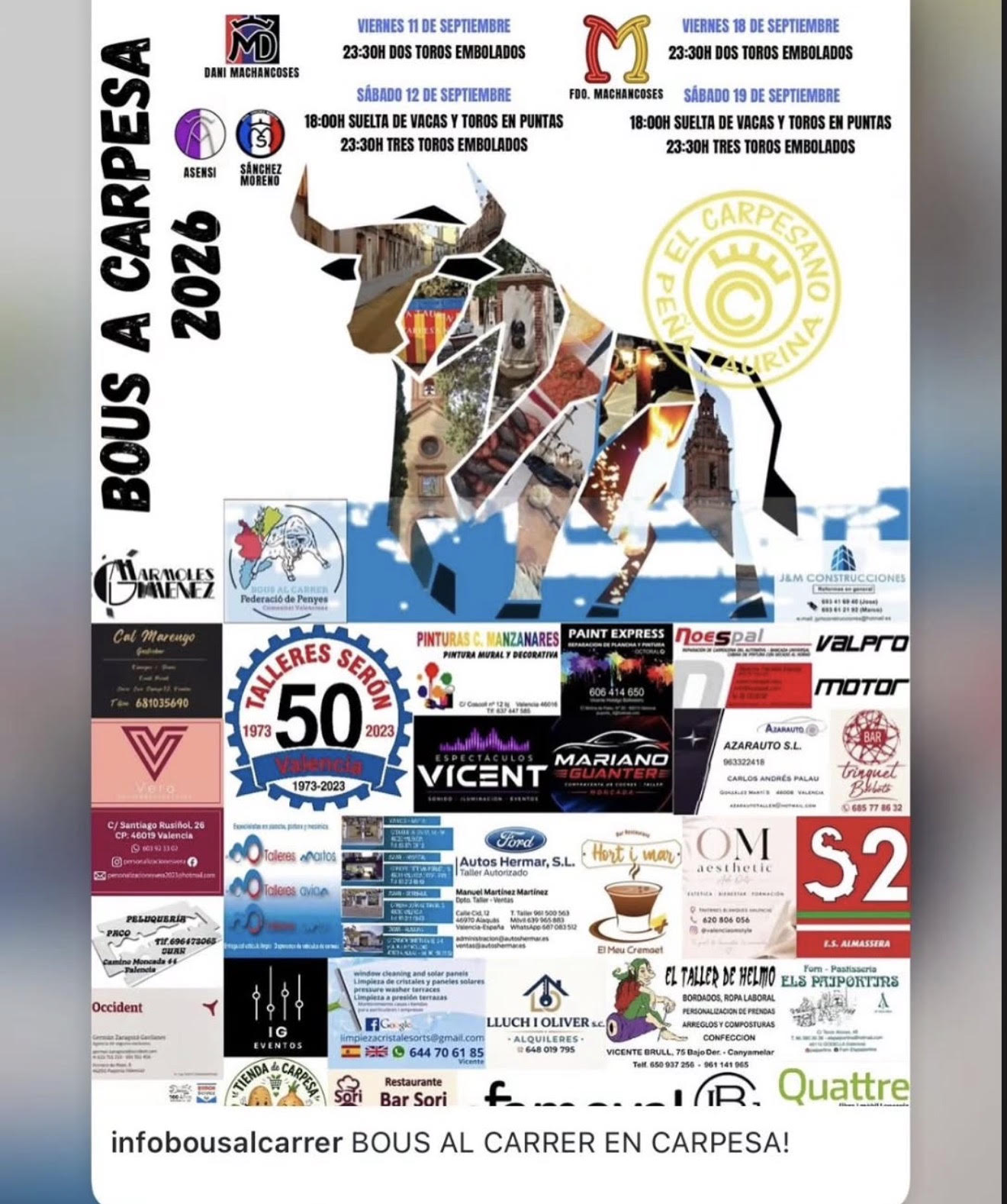 TOROS CARPESA 18 Y 19 SEPTIEMBRE 2026